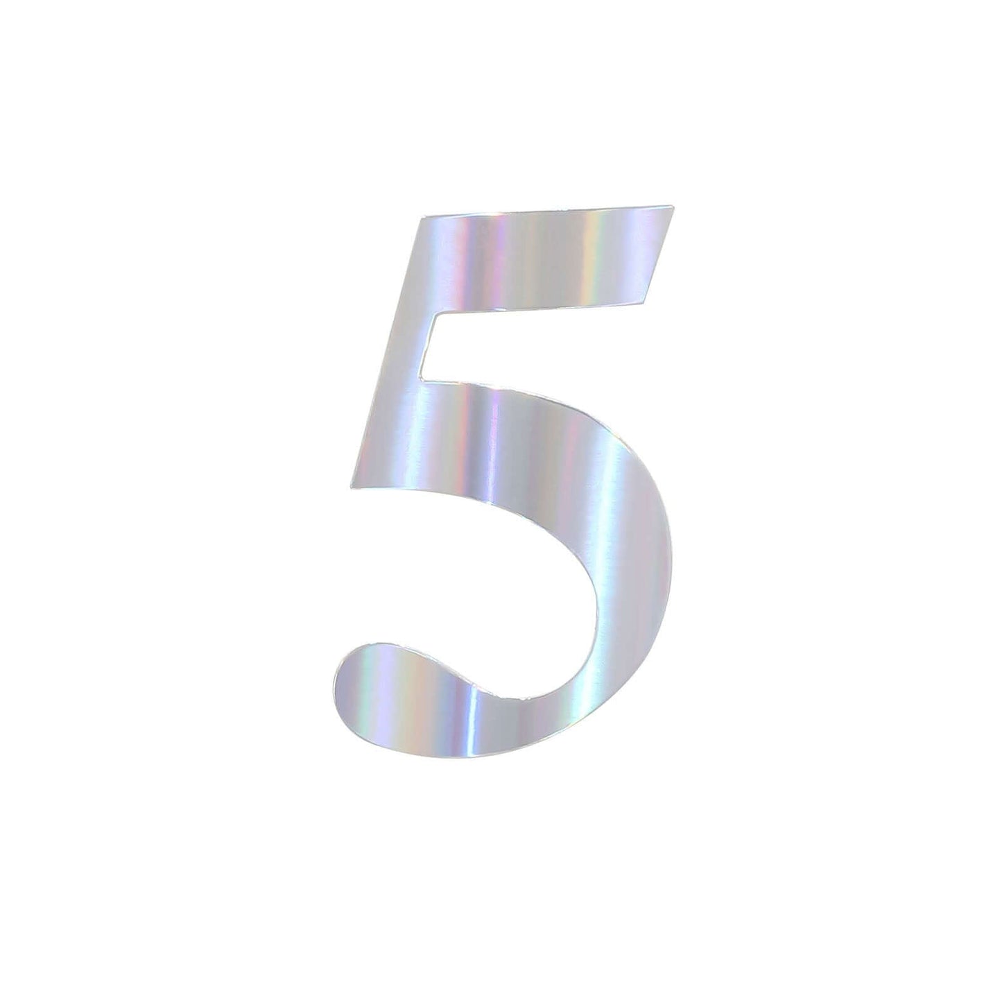 4-Pack Stickers Banner Custom 0-9 Number "5" Design Iridescent - Milestone Age and Date Stick-On Numbers 5"