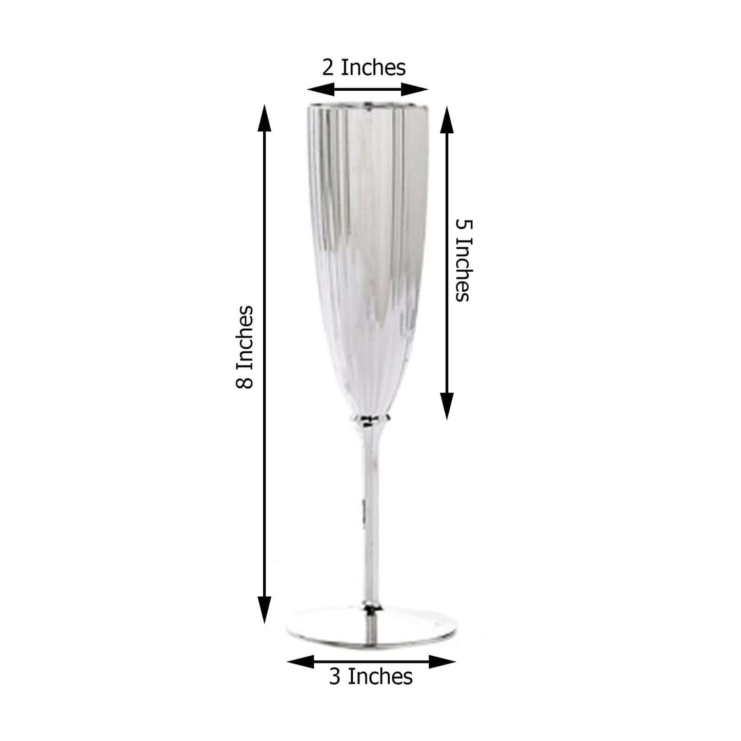 6-Pack Plastic Champagne Flutes in Silver - Classy Disposable Champagne Glasses for Toasting & Cocktail Parties 5oz