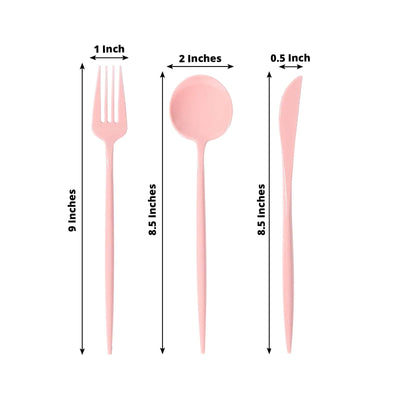 60 Pack Plastic Silverware Set, Dusty Rose Heavy Duty Disposable Sleek Utensil Cutlery
