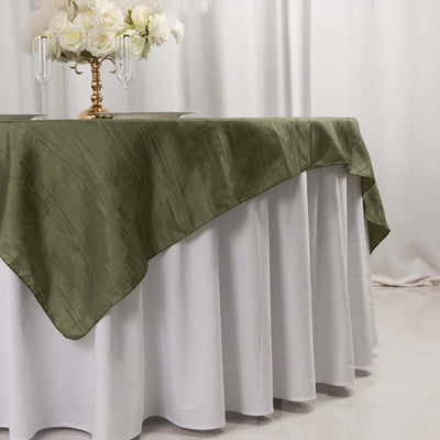 Taffeta 72"x72" Table Overlay Square Tablecloth Dusty Sage Green - Accordion Crinkle Table Cover