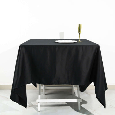 100% Cotton 70"x70" Square Tablecloth Black Linen - Soft & Breathable Fabric Table Cover