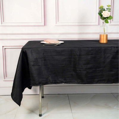 Taffeta 60"x102" Rectangle Tablecloth Black - Accordion Crinkle Table Cover