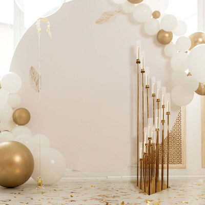 16-Arm Cluster Taper Candle Holder Gold with Clear Glass Shades - Stunning Large Candle Display for Venues 78"