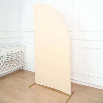7ft Matte Beige Spandex Half Moon Chiara Backdrop Stand Cover, Custom Fitted Wedding Arch Cover