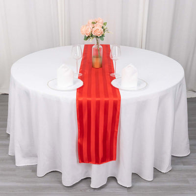Satin 12"x108" Table Runner Red - Stripe Table Decor