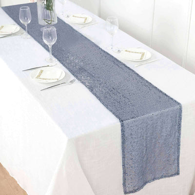 Sequin 12"x108" Table Runner Dusty Blue - Glittering Design