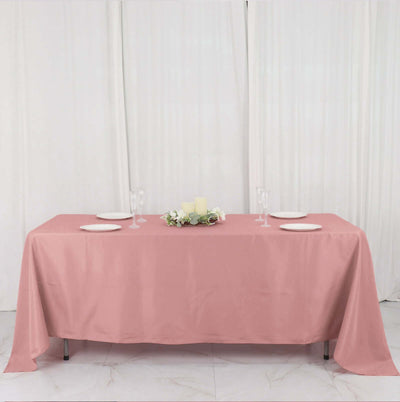 Polyester 72"x120" Rectangle Tablecloth Dusty Rose - Durable and Stylish Table Cover