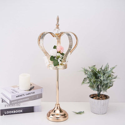 Metal Crown Pillar Candle Holder Stand Gold - Votive Holder Centerpiece 25"