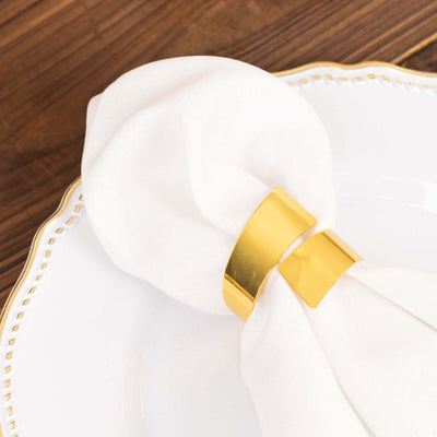 4 Pack Shiny Gold Metal Swirl Wrap Cuff Band Napkin Rings, Decorative Scroll Serviette Buckle Napkin Holders