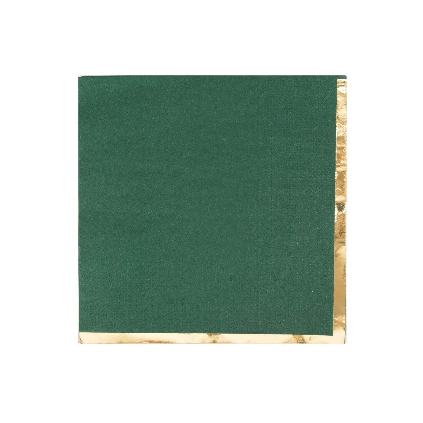 50-Pack Paper Beverage Napkins with Gold Foil Edge Hunter Emerald Green - Disposable 2 Ply Cocktail Napkins for Events 6.5"x6.5"