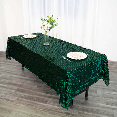 Sequin 60"x102" Rectangle Tablecloth Hunter Emerald Green - Big Payette Design for Modern Gatherings