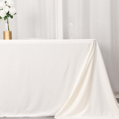 Scuba Rectangular 90"x132" Tablecloth Ivory - Wrinkle Free, Stain Resistant & Seamless Table Cover