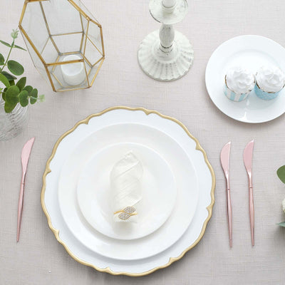 24-Pack Plastic Knives Modern Flatware Rose Gold - Premium Heavy Duty Disposable Silverware 8"