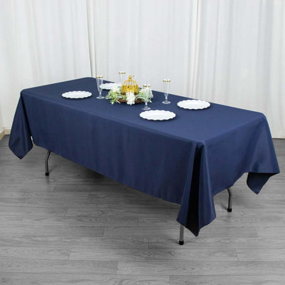 Premium Polyester 60"x102" Rectangle Tablecloth Navy Blue - Durable 220GSM Wrinkle-Resistant Table Cover