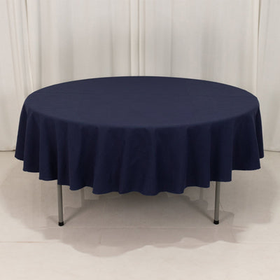 Cotton Blend 90" Round Tablecloth Navy Blue - Wrinkle-Resistant Table Cover