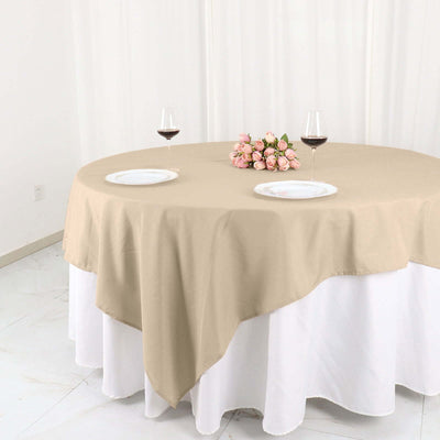 Polyester 90"x90" Table Overlay Square Tablecloth Nude - Wrinkle-Resistant & Durable Table Cover