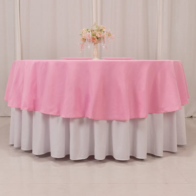 Premium Polyester 90" Round Tablecloth Pink - Stain and Wrinkle-Resistant Design with 220GSM Thickness Table Cover