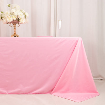 Scuba Rectangular 90"x132" Tablecloth Pink - Wrinkle Free, Stain Resistant & Seamless Table Cover
