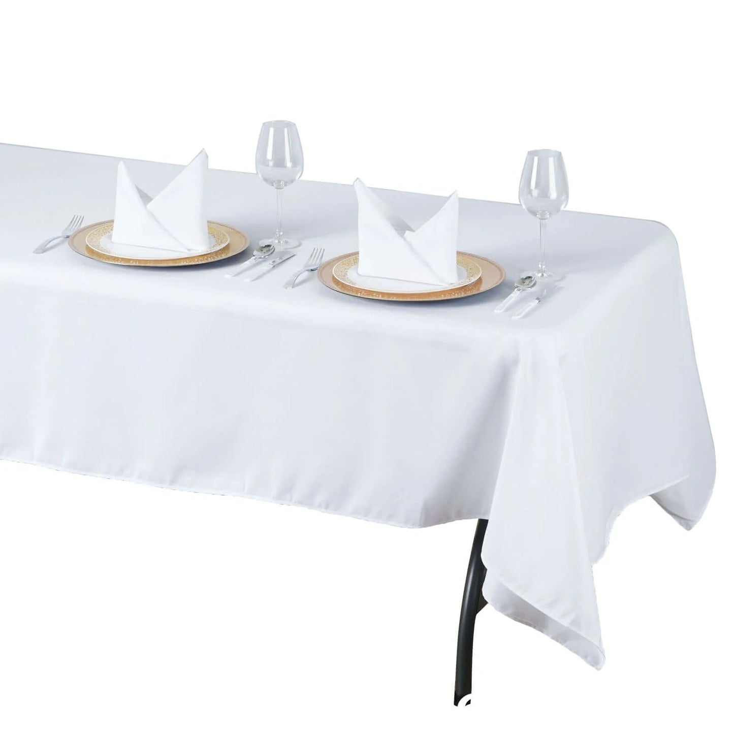 Fire Retardant Premium Polyester 60"x102" Rectangular Tablecloth White - Stylish High-Performance Table Cover for Large Gatherings