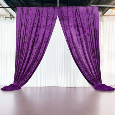 Purple Crushed Velvet Backdrop Curtain – 5ft x 12ft Event Drape with Rod Pocket, Privacy Panel for Photo Booths & Events