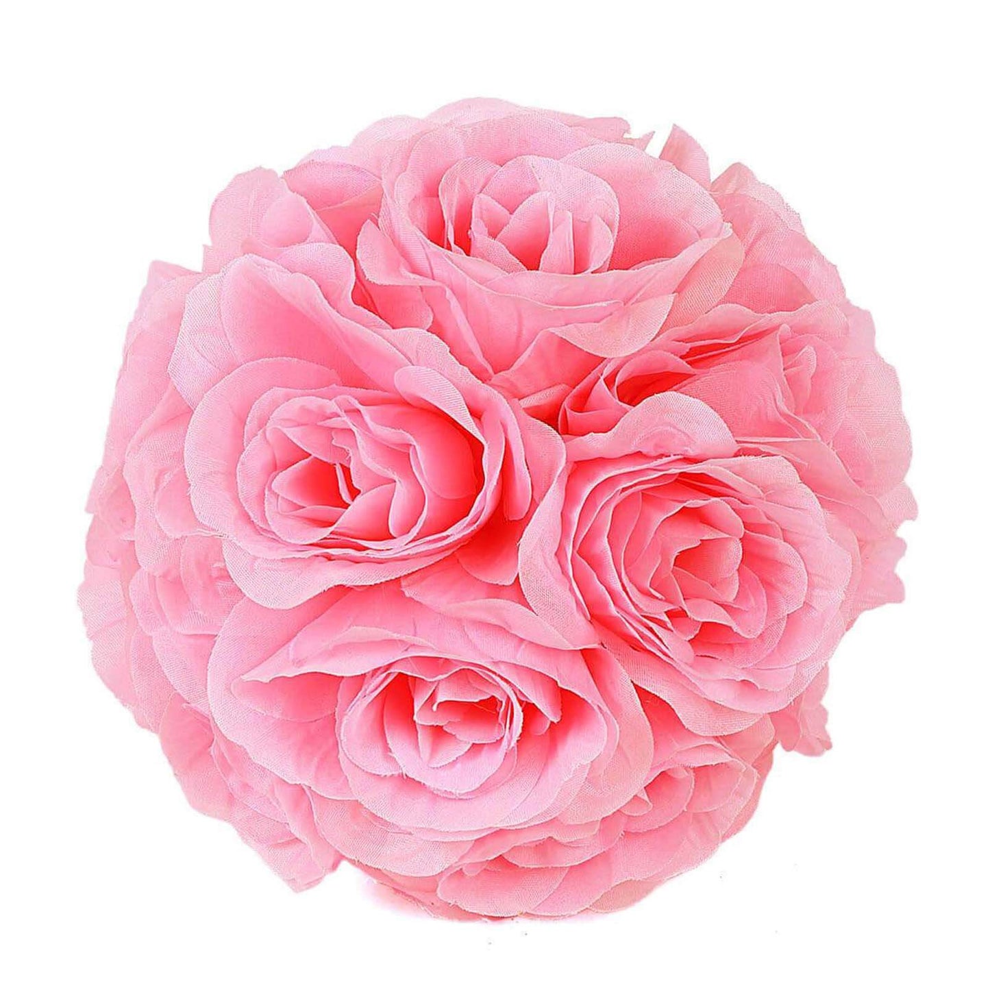 2 Pack 7" Pink Artificial Silk Rose Kissing Ball, Faux Flower Ball