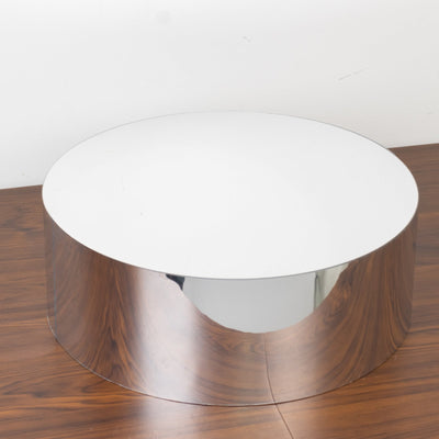 Acrylic Cake Stand Display Box 14" Round - Mirror Finish Silver, Versatile Pedestal Riser for Events
