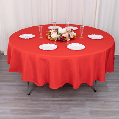 Premium Polyester 90" Round Tablecloth Red - Stain and Wrinkle-Resistant Design with 220GSM Thickness Table Cover