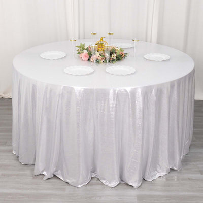 Sequin Dots Polyester Round 120" Tablecloth Shimmering Silver - Wrinkle Free & Sparkling Table Cover