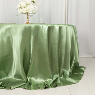 Satin 132" Round Tablecloth Sage Green - Stylish Seamless Table Cover