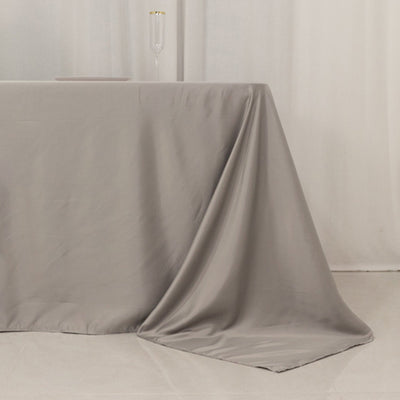 Lamour Satin 90"x156" Rectangle Tablecloth Silver - Luxurious, Soft Seamless Table Cover