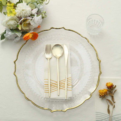 10-Pack Plastic 10" Round Dinner Plates in Clear with Beaded Rim - Disposable Party Plates for Banquets & Festive Occasions