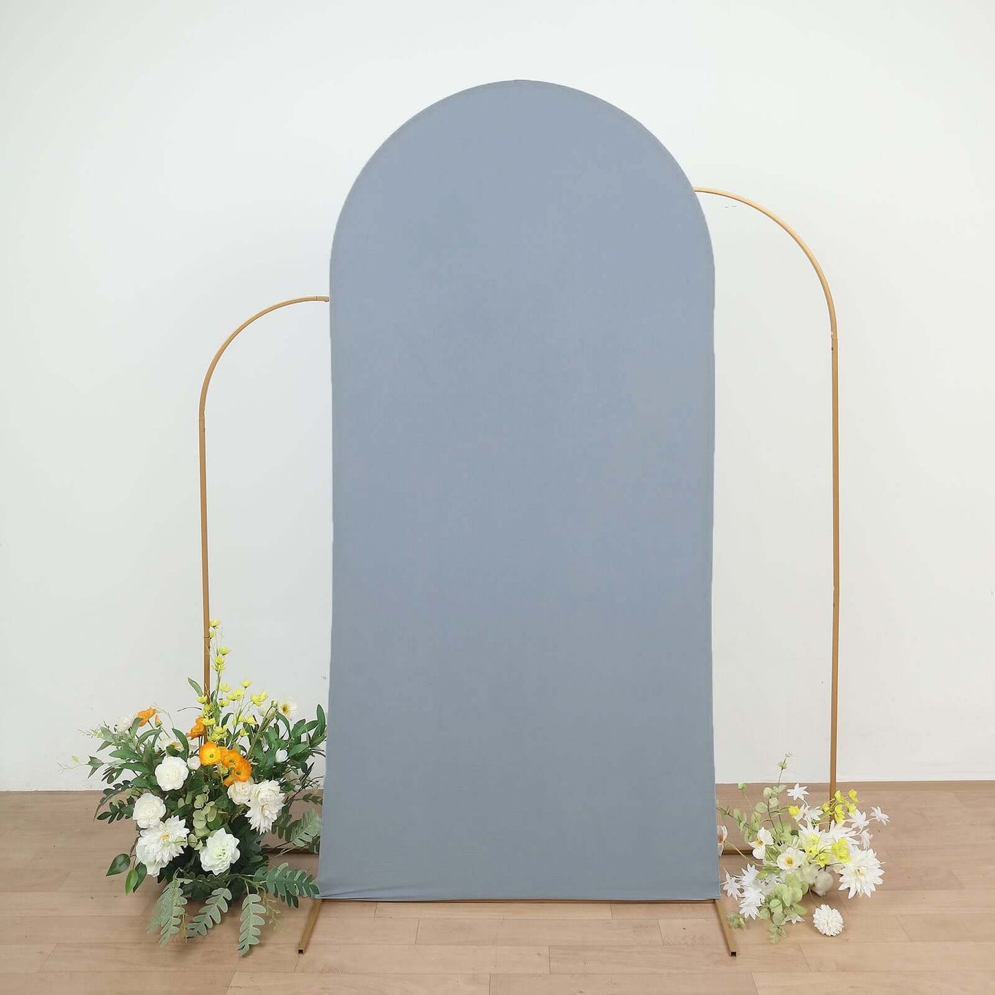 7ft Matte Dusty Blue Spandex Fitted Chiara Backdrop Stand Cover For Round Top Wedding Arch