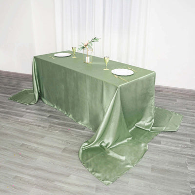 Satin Rectangular 90"x156" Tablecloth Sage Green - Seamless Table Cover