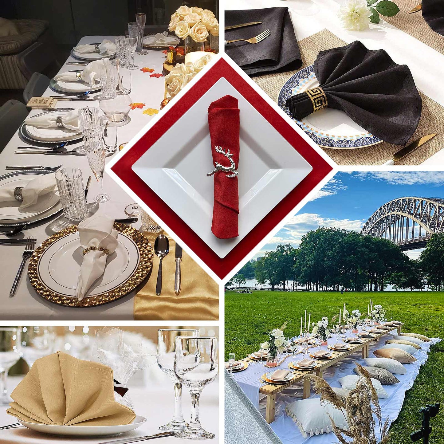 5 Pack Scuba 20"x20" Napkins White - Durable & Reusable Dinner Napkins for a Polished Tablescape