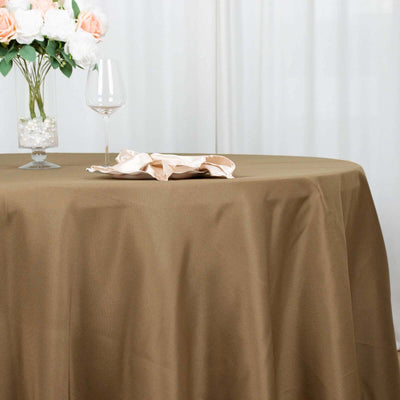 Polyester 120" Round Tablecloth Taupe - Seamless Wrinkle-Resistant Table Cover