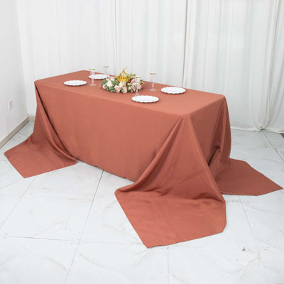 Premium Polyester 90"x156" Rectangle Tablecloth Terracotta (Rust) - Seamless 220GSM Stain-Resistant Table Cover