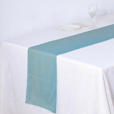 Polyester 12"x108" Table Runner Turquoise Shimmer Sequin Dots - Wrinkle-Free Finish Table Linen