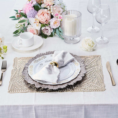 6-Pack Table Mats Wheat Design Gold - Vinyl Rectangle Non-Slip Surface for Stylish Settings 12"x18"