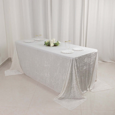 Premium Crushed Velvet 90"x132" Rectangle Tablecloth White - Reusable Soft & Graceful Seamless Table Cover