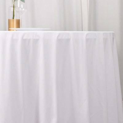 Scuba Round 132" Tablecloth White - Wrinkle Free & Stain Resistant Seamless Table Cover for Weddings & Events