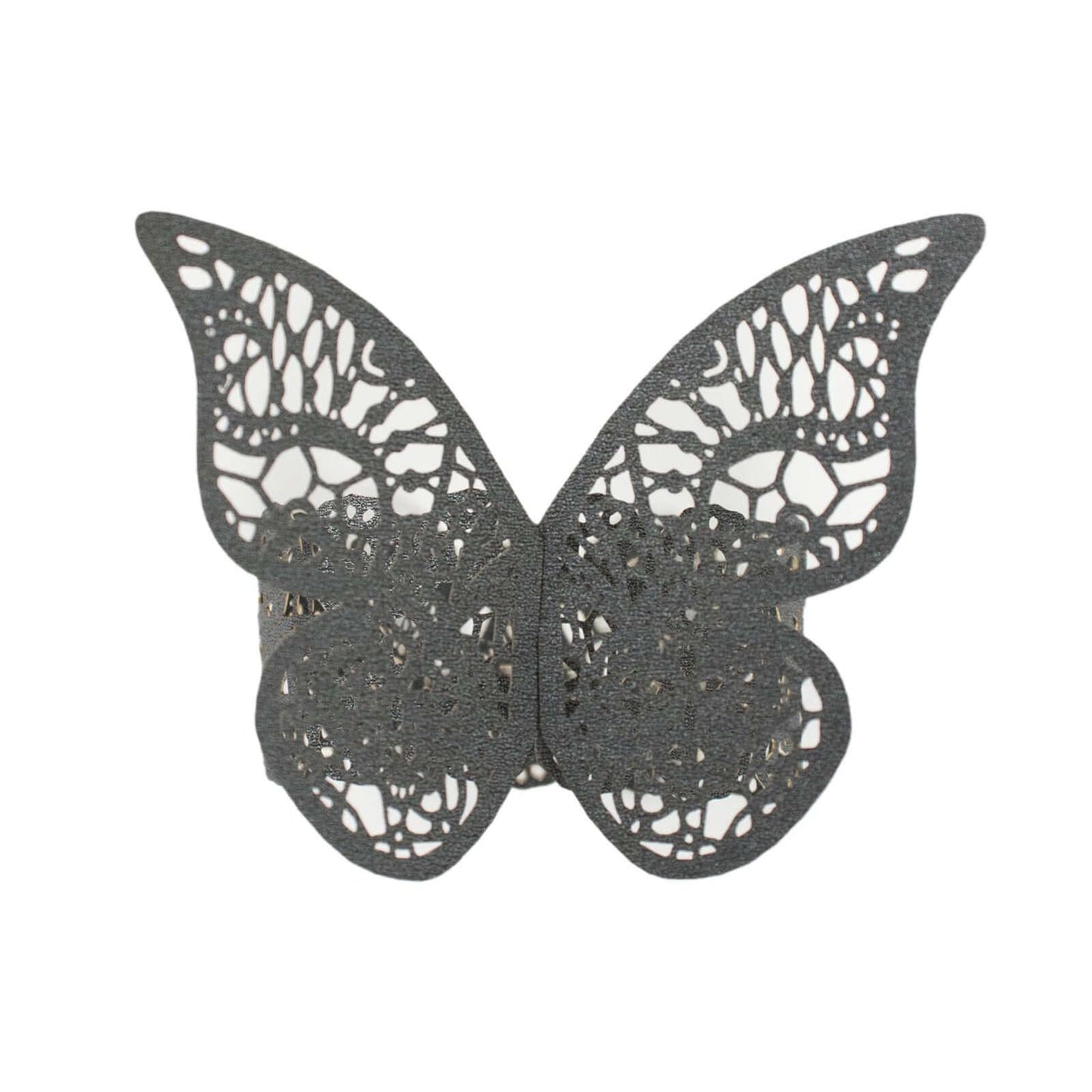 12-Pack Paper Napkin Rings Laser Cut Butterfly Black Shimmery - Decorative Serviette Holders for Events