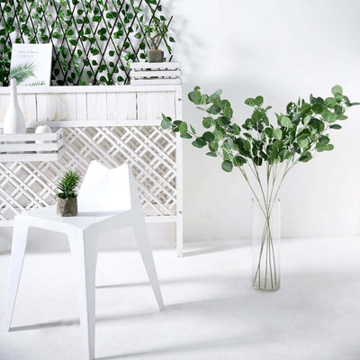 2 Bushes 40" Tall Green Artificial Eucalyptus Branches, Faux Plants