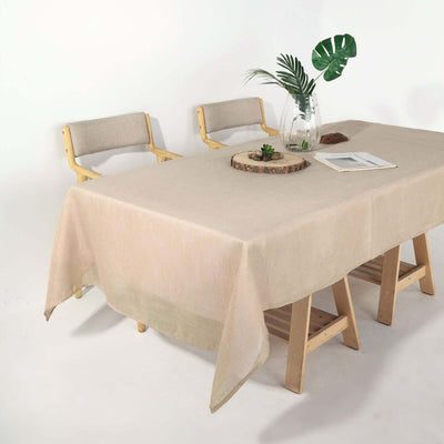 Faux Linen 60"x102" Rectangular Tablecloth Beige - Slubby Textured & Wrinkle Resistant Table Cover - Linen Luxes