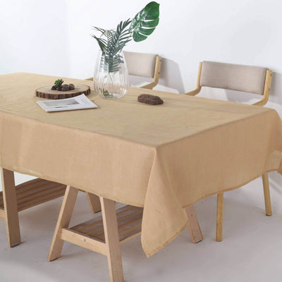 Faux Linen 60"x102" Rectangular Tablecloth Natural - Slubby Textured & Wrinkle Resistant Table Cover - Linen Luxes