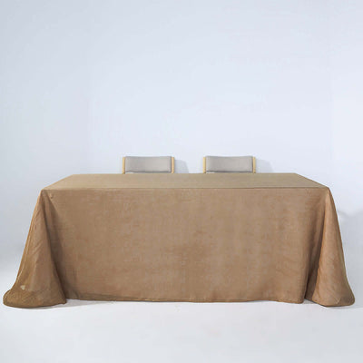 Faux Linen 90"x132" Rectangular Tablecloth Natural - Slubby Texture Wrinkle - Resistant Seamless Table Cover - Linen Luxes