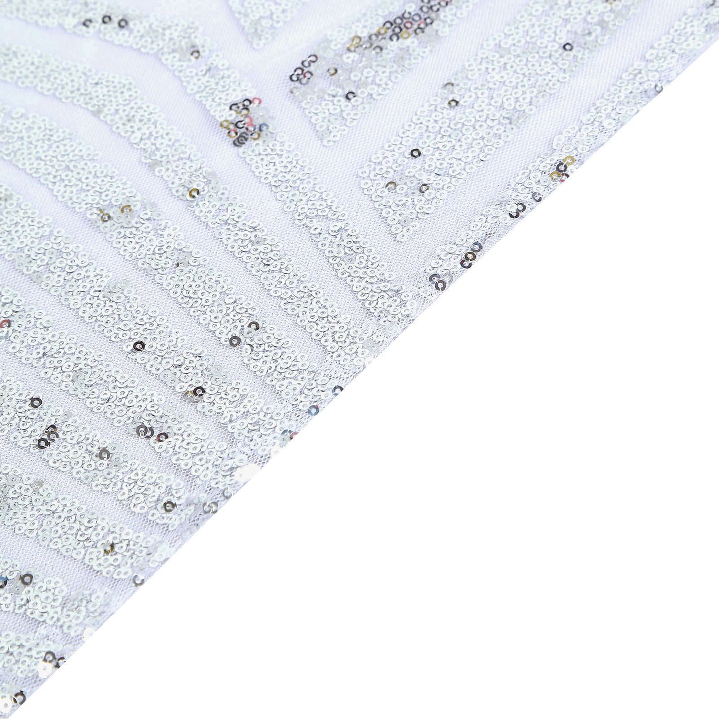 Sequin 12"x108" Table Runner Silver - Diamond Glitz Design