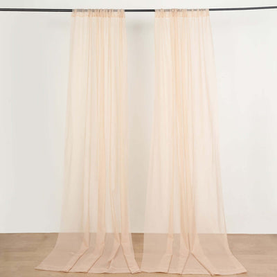2 Pack Nude Sheer Chiffon Event Curtain Drapes, Durable Flame Resistant Organza Backdrop Event Panels With Rod Pockets - 10ftx10ft
