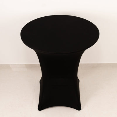 Spandex 36" Round Cocktail Table Cover Black - Easy to Maintain Stretch Fitted Highboy Tablecloth