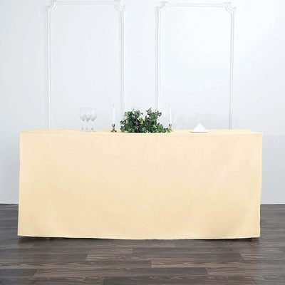 Fitted Polyester 72"x30" Rectangle Tablecloth Beige - Durable Table Cover - Linen Luxes