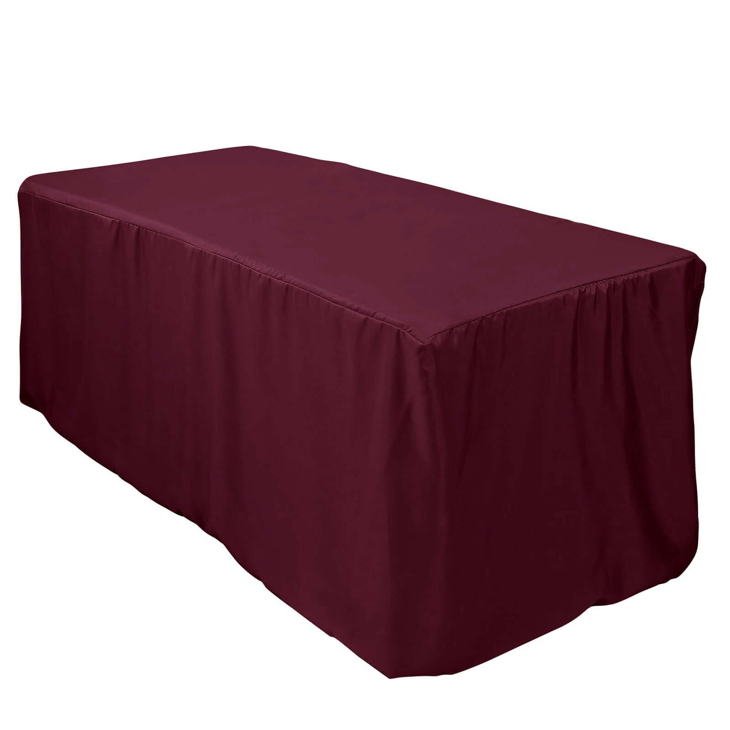 Fitted Polyester 72"x30" Rectangle Tablecloth Burgundy - Durable Table Cover - Linen Luxes